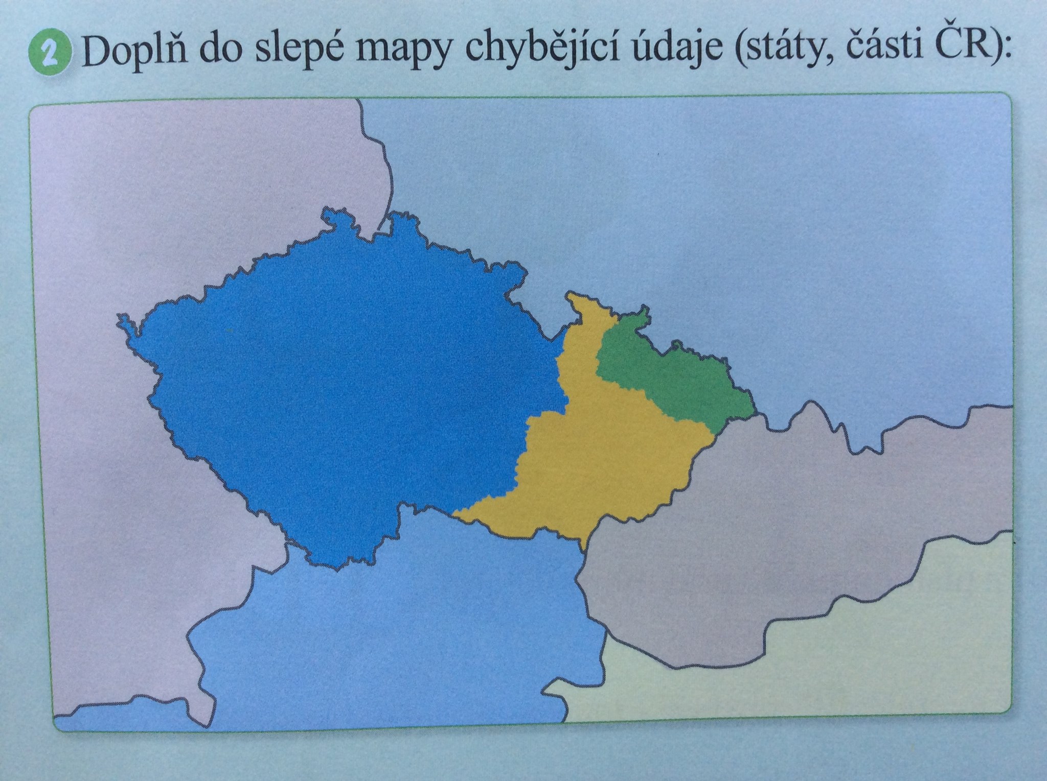Slepá mapa - Čechy, Morava, Slezsko - původní chybná verze